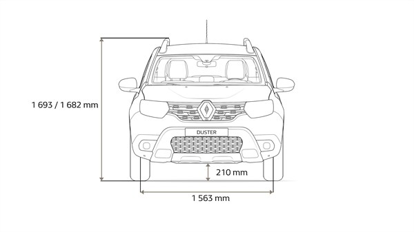 Renault DUSTER - Vue face avant avec dimensions